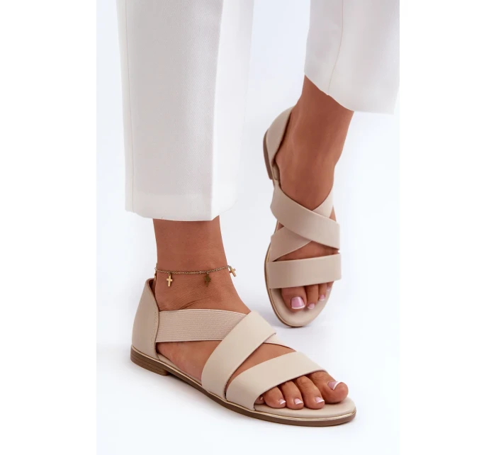 Béžové kožené sandály z Puglia s lemem Béžové kožené sandály z Puglia s lemem