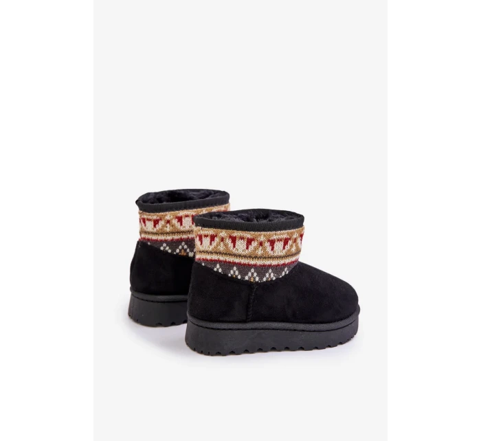 Nazouvací Dětské Sněhule se Vzorem Zateplené Kožíškem Černé Mirirae