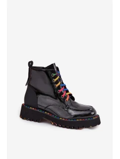 Dámské lakované kožené botky Artiker – černé