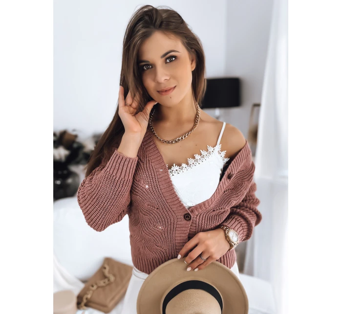 Dámský rozepínací svetr WIKI růžový FashionStreet MY1708