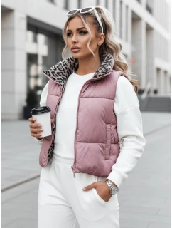 Dámská přechodná krátká prošívaná dvoucestná růžová vesta LEOVELLA FashionStreet TY5492