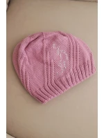 Dámská zimní čepice s vlnou a ozdobou z kamínků model 21783045 světle fialová - K-Fashion Dámská zimní čepice s vlnou a ozdobou z kamínků model 21783045 světle fialová - K-Fashion