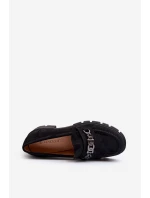 Mokasíny na masivním podpatku černé model 21648089 - VINCEZA