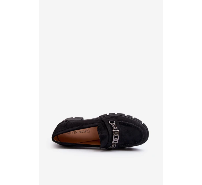 Mokasíny na masivním podpatku černé model 21648089 - VINCEZA