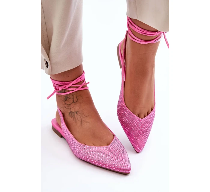 Dámské baleríny s kamínky zdobené růžové Jange
