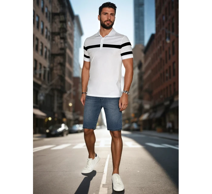 Pánská polokošile s pruhy bílá FashionStreet PX0628