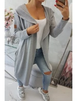 Dlouhá pláštěnka s kapucí šedá