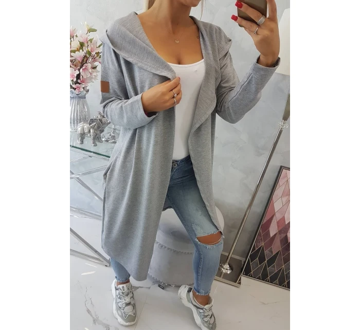 Dlouhá pláštěnka s kapucí šedá