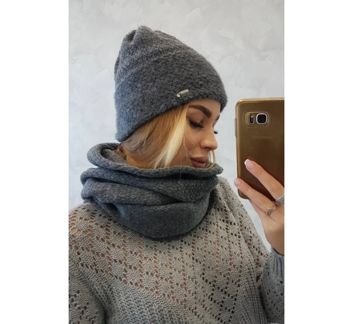 Dámská souprava s mohérem Pearl model 22103997 graphite - K-Fashion Dámská souprava s mohérem Pearl model 22103997 graphite - K-Fashion