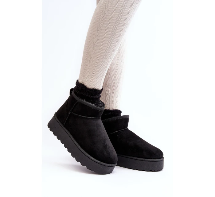 Ženy Sněhové Boty Na Platformě Oteplené Futerkem Černá Xamella
