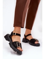 Eko Semišové Sandály Dámské S Přezkou Černé model 21687874 - Boto Eko Semišové Sandály Dámské S Přezkou Černé model 21687874 - Boto