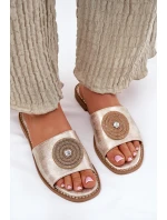 Dámské Pantofle Na Plochém Podpatku S Dekorací model 21696765 Zlaté - S.Barski