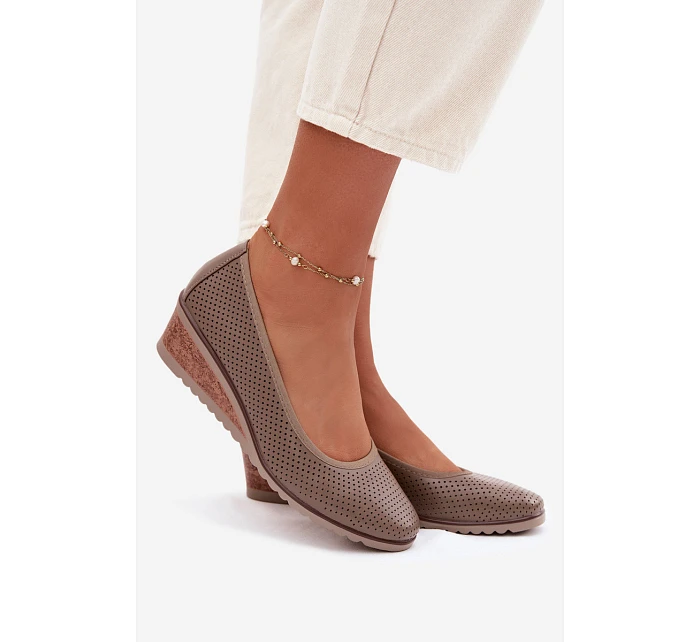 Dámské polobotky na platformě Vinceza 58629 tmavě béžové