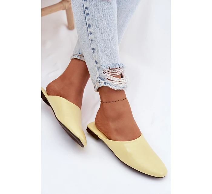 Dámské Mule z imitace kůže Ploché Žluté Romelle