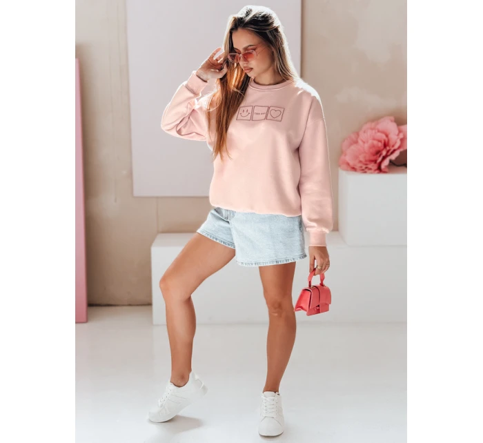 Dámská oversize mikina s výšivkou EASYJOY růžová FashionStreet BY1513