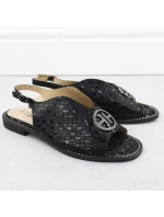 Dámské černé kožené sandály S.Barski KV51-094 Dámské černé kožené sandály S.Barski KV51-094