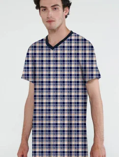 Vamp - Bavlněná kostkovaná pánská noční košile 20624 - Vamp