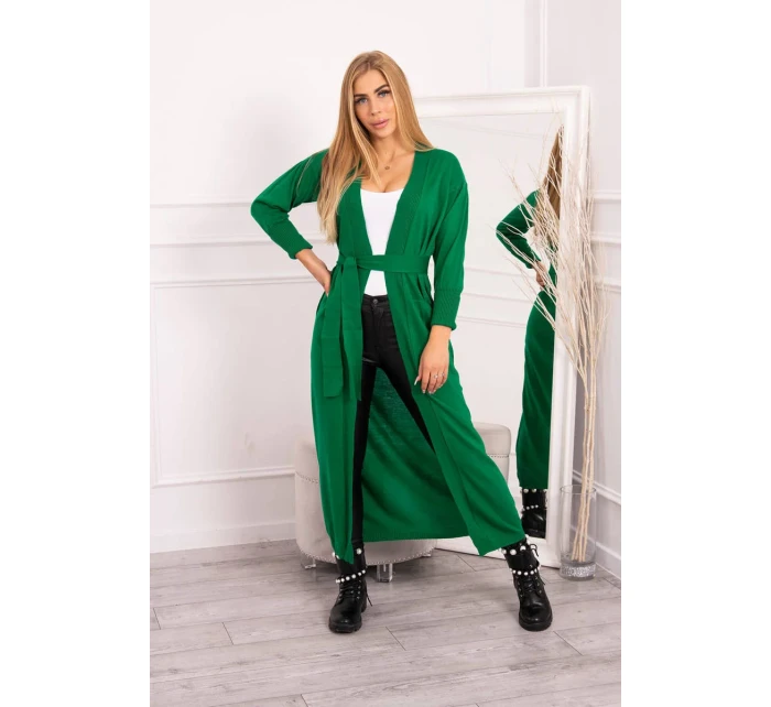 Sweter długi kardigan wiązany w talii zielony Sweter długi kardigan wiązany w talii zielony