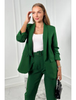 Elegantní souprava saka a kalhot tmavě zelená