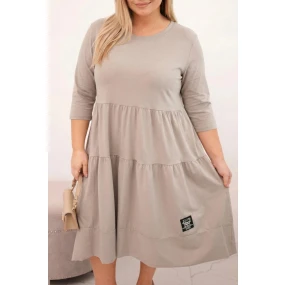 Dámská bavlněná model 21800785 Plus Size s volány a ohrnutým rukávem fango - K-Fashion Dámská bavlněná model 21800785 Plus Size s volány a ohrnutým rukávem fango - K-Fashion