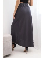 Dámská bavlněná maxi zavinovací sukně se zavazováním grafitová