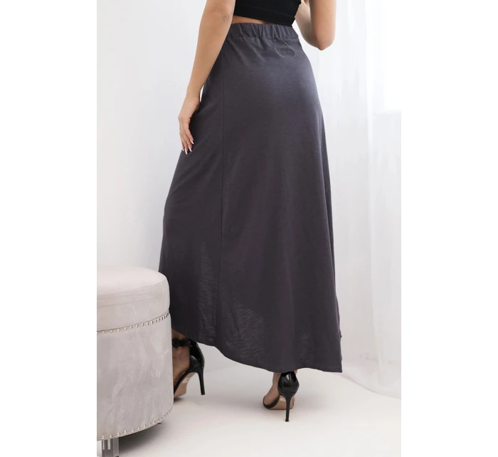 Dámská bavlněná maxi zavinovací sukně se zavazováním grafitová