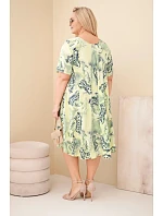 Dámské viskózové šaty pro s krátkým rukávem a potiskem světle zelená model 22043108 - K-Fashion