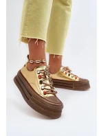 Dámské tenisky na platformě model 21650185 Zlaté - Goe