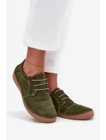 Kožené dámské polobotky s prošitím Artiker 57C2112 Zelené