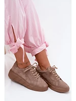 Kožené semišové dámské tenisky na platformě Tmavě béžové Danida