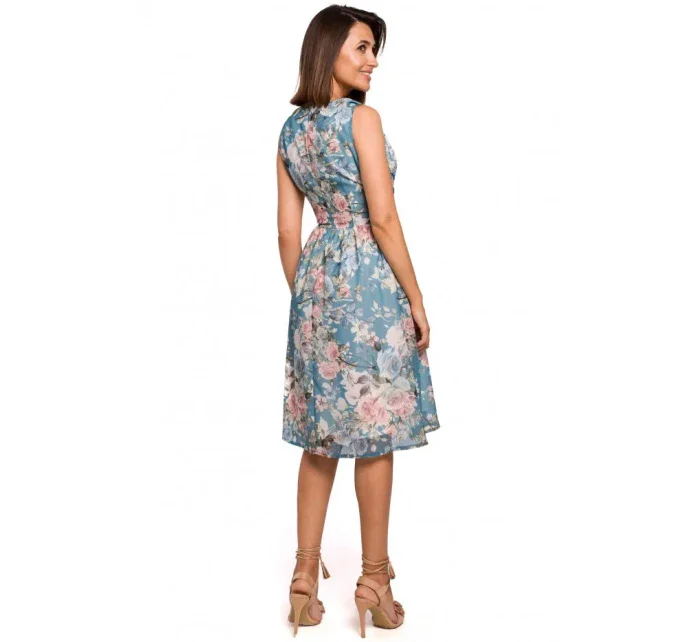 S225 Šifonové šaty s hlubokým výstřihem - model 4