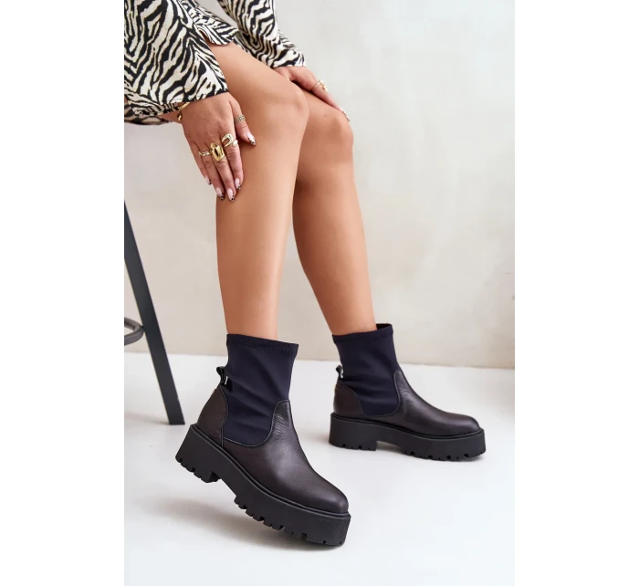 Zazoo 2947 Wsuwane Botki Damskie Ze Skóry Naturalnej Czarne Zazoo 2947 Wsuwane Botki Damskie Ze Skóry Naturalnej Czarne