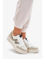 Dámské sportovní tenisky na platformě – béžové s panterím vzorem Lorori