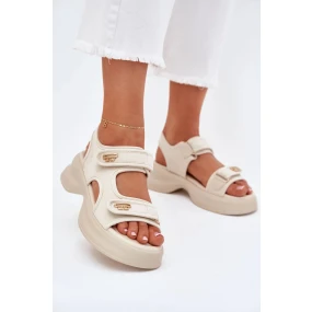 Dámské sandály se zlatými detaily – béžové Luvira