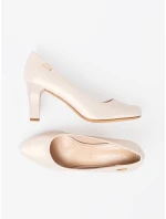 Stylové hnědé  lodičky dámské na širokém podpatku