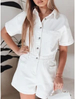 DINOZIA bílý džínový krátký overal FashionStreet EY2589