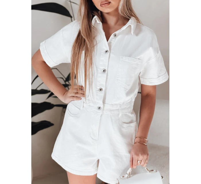 DINOZIA bílý džínový krátký overal FashionStreet EY2589