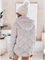 Dámská zimní bunda LOVEWARM krátká prošívaná s kapucí bílá FashionStreet TY5042