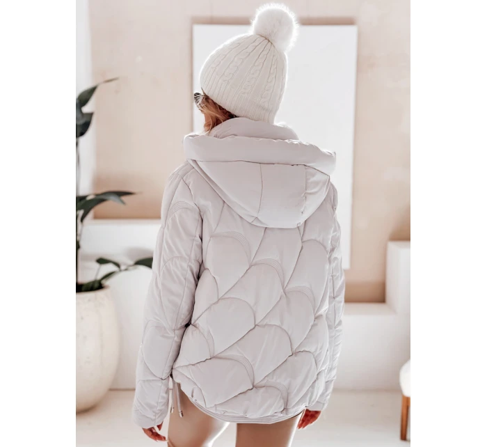 Dámská zimní bunda LOVEWARM krátká prošívaná s kapucí bílá FashionStreet TY5042