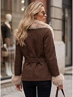 Dámská bunda s odnímatelnou kožešinou, světle hnědá, FashionStreet TY5852 Dámská bunda s odnímatelnou kožešinou, světle hnědá, FashionStreet TY5852
