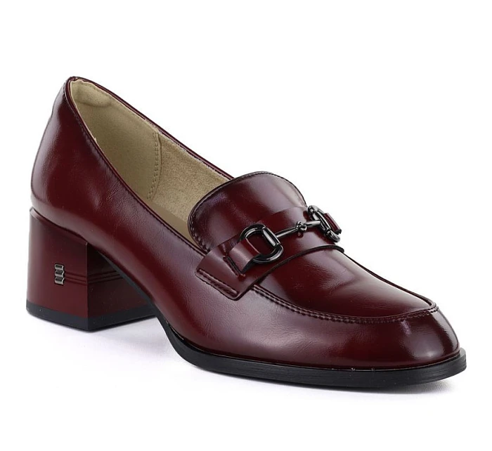 Dámské kožené polobotky na podpatku model 22097239 - VINCEZA