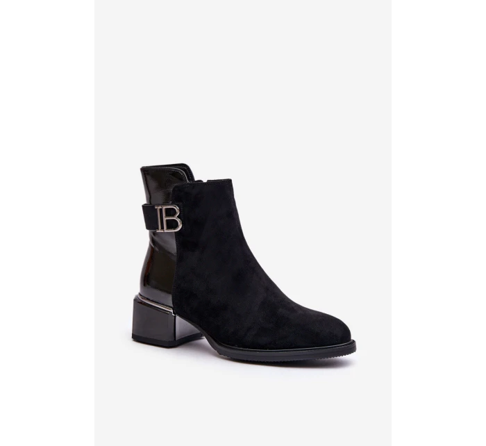 Elegantní Boty Na Podpatku Zateplené MR880-040 Černé