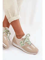 Dámské Tenisky Béžové s Ozdobným Šněrováním model 22039794 - Boto