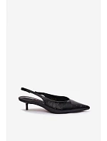 Lakované dámské sandály z umělé kůže na podpatku Černé Averelle