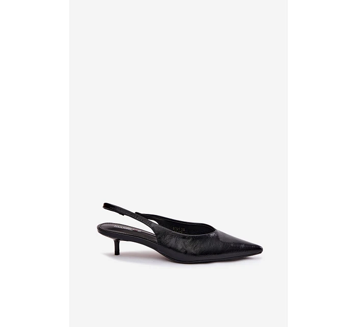 Lakované dámské sandály z umělé kůže na podpatku Černé Averelle