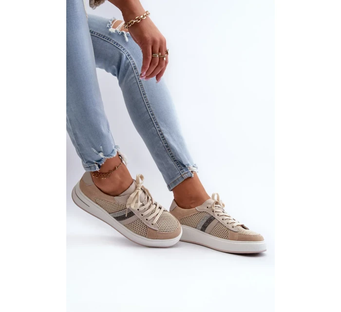Dámské kožené tenisky D&A béžové Dámské kožené tenisky D&A béžové