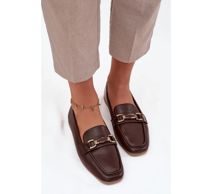 Dámské loafers polobotky s ozdobou Priscelle – hnědé
