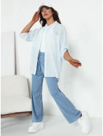 Dámské kalhoty s širokými nohavicemi ASTERS světle modré FashionStreet UY2036