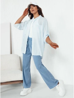 Dámské kalhoty s širokými nohavicemi ASTERS světle modré FashionStreet UY2036