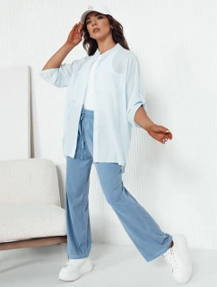 Dámské kalhoty s širokými nohavicemi ASTERS světle modré FashionStreet UY2036